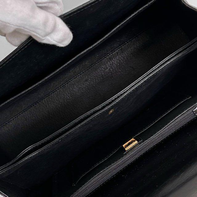 グッチ GUCCI ヴィンテージ ターンロック ハンドバッグ 黒 レザー