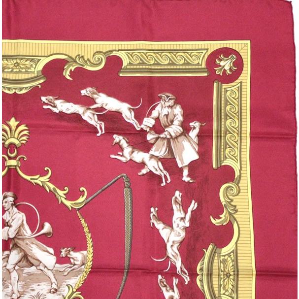希少 エルメス HERMES カレ90 Chiens et Valets 犬 大判スカーフ