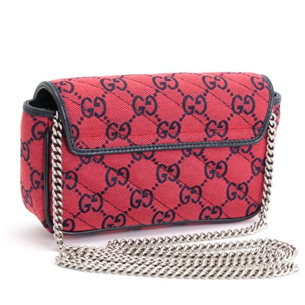 GUCCI GGマーモント ショルダーバッグ 赤 ノベルティ グッチ GUCCI GGマーモント チェーンショルダーバッグ ミニ 赤 レザー