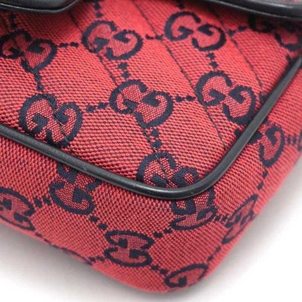 グッチ GUCCI GGマーモント チェーンショルダーバッグ ミニ 赤 レザー