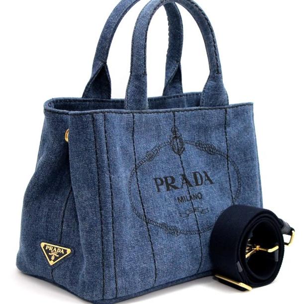 プラダ PRADA カナパ ミニ 2WAYトートバッグ デニム ブルー 1GB439 
