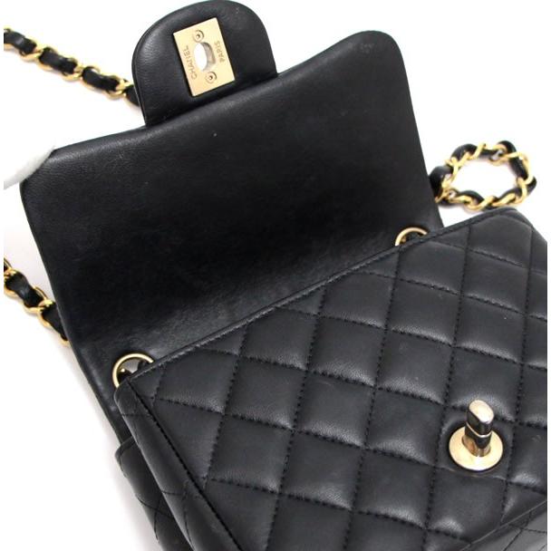 シャネル CHANEL ミニマトラッセ17 チェーンショルダーバッグ ラム 黒