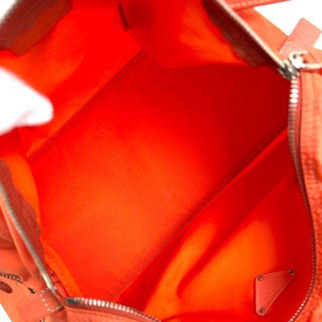プラダ PRADA 三角ロゴ ハンドバッグ ナイロン レザー オレンジ