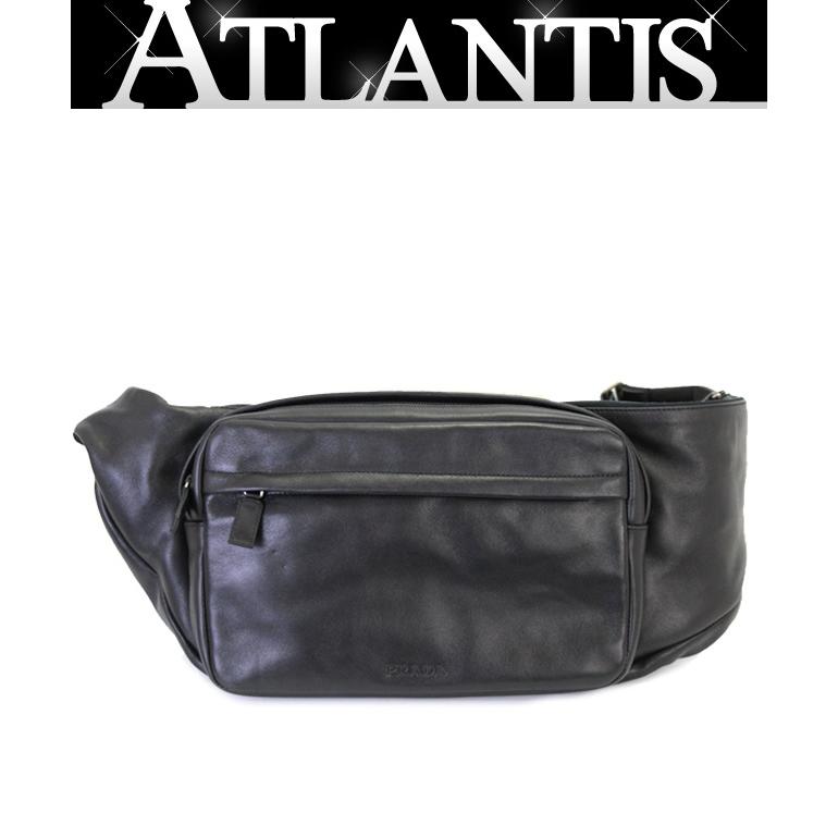 プラダ PRADA ボディバッグ ショルダーバッグ ラムレザー 黒 【70378