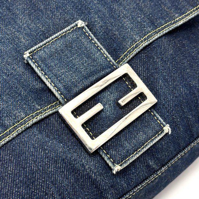 フェンディ FENDI マンマバケット ミディアム ハンドバッグ デニム