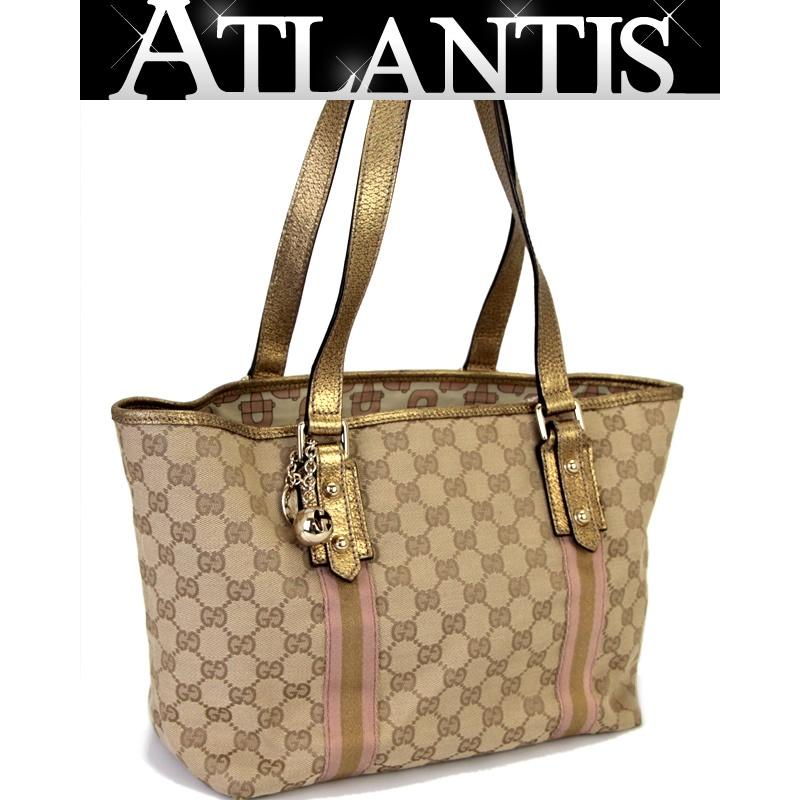 グッチ GUCCI GGキャンバス トートバッグ キャンバス×レザー ブラウン