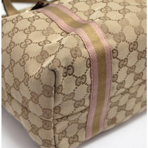 グッチ GUCCI GGキャンバス トートバッグ キャンバス×レザー ブラウン