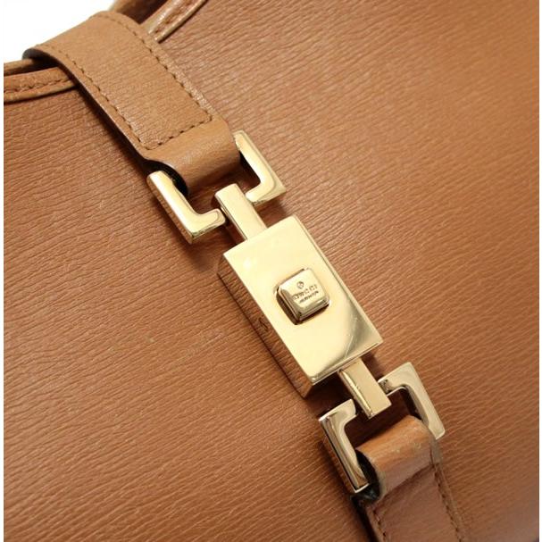 グッチ GUCCI ジャッキー ハンドバッグ ミディアム レザー ブラウン G