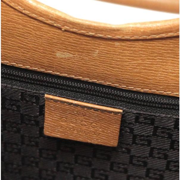 グッチ GUCCI ジャッキー ハンドバッグ ミディアム レザー ブラウン G