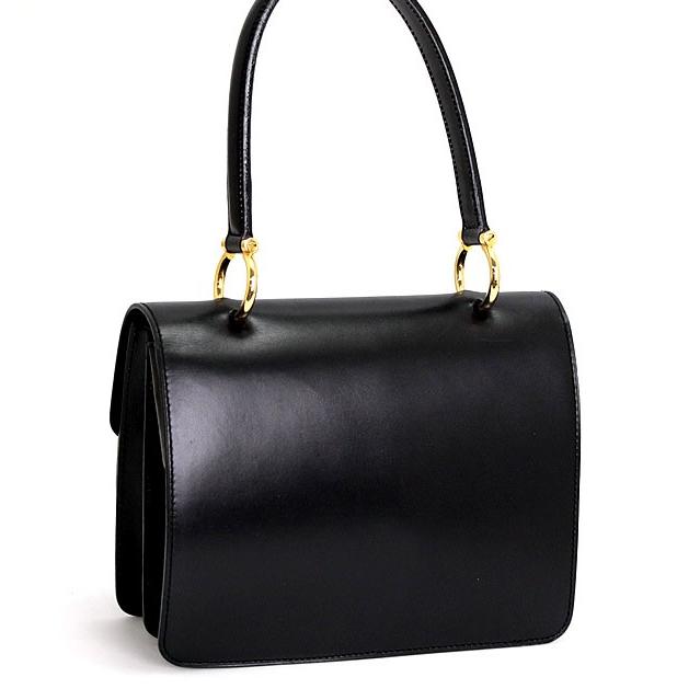 セリーヌ CELINE Wフラップ ハンドバッグ ミニ ヴィンテージ レザー
