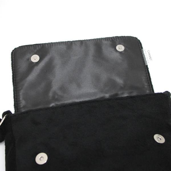 未使用 シャネル ノベルティ パイル地 ショルダーバッグ チェーン 黒 白ロゴ 未使用 シャネル ノベルティ パイル地 ショルダーバッグ チェーン 黒