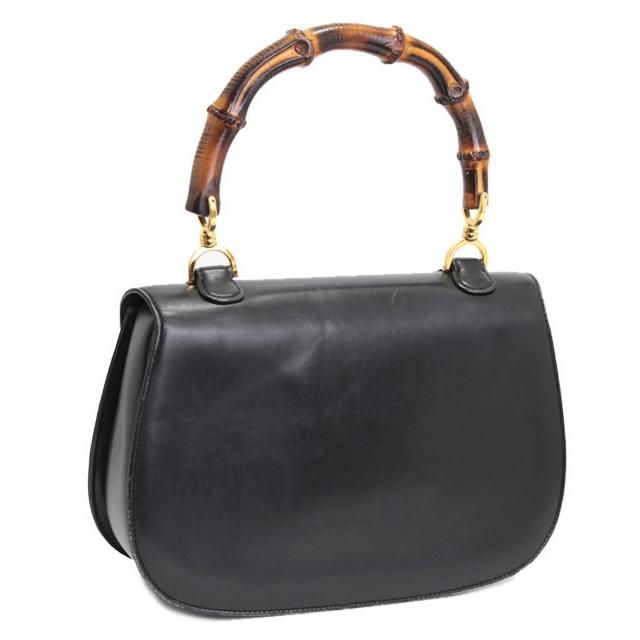 グッチ GUCCI バンブー ハンドバッグ ミディアム レザー 黒 ブラック