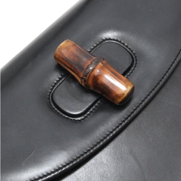 グッチ GUCCI バンブー ハンドバッグ ミディアム レザー 黒 ブラック