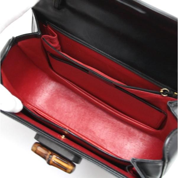グッチ GUCCI バンブー ハンドバッグ ミディアム レザー 黒 ブラック