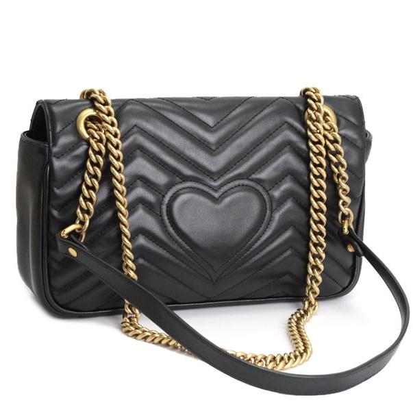 美品 グッチ GUCCI GGマーモント チェーンショルダーバッグ 黒 レザー