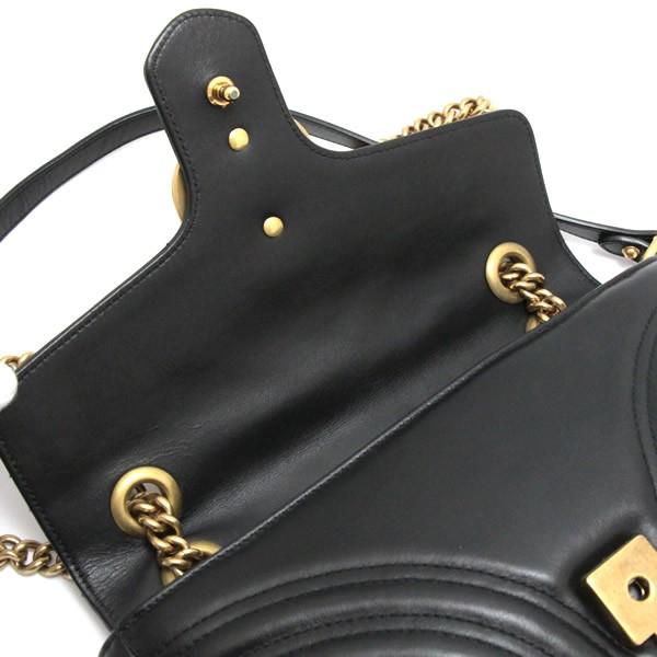 美品 グッチ GUCCI GGマーモント チェーンショルダーバッグ 黒 レザー