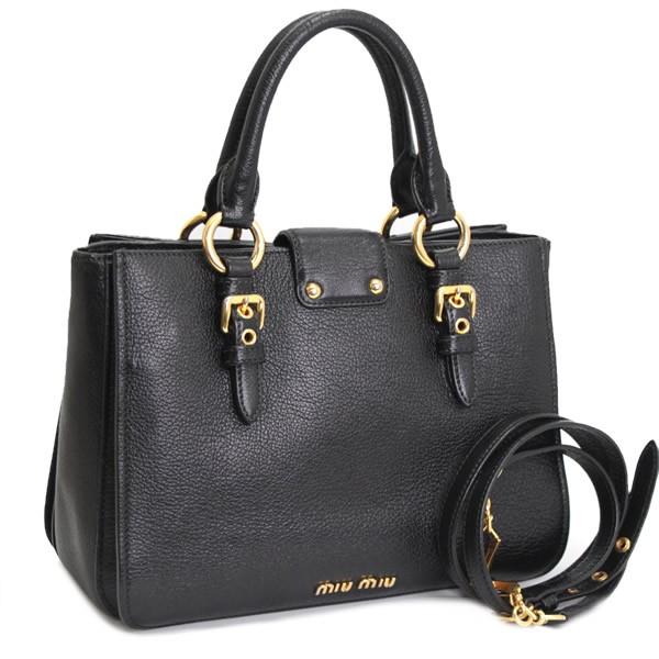 ミュウミュウ miu マドラス 2WAYバッグ レザー 黒 【70935 