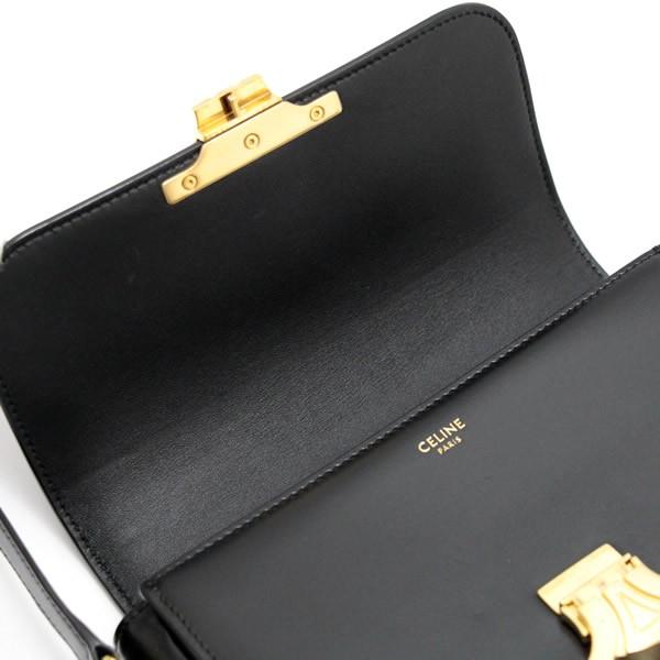 セリーヌ CELINE トリオンフ ティーン ショルダーバッグ 黒 レザー