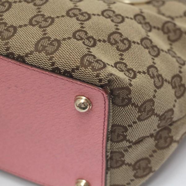 グッチ GUCCI ミニトートバッグ GG柄 キャンバス ピンク 120844