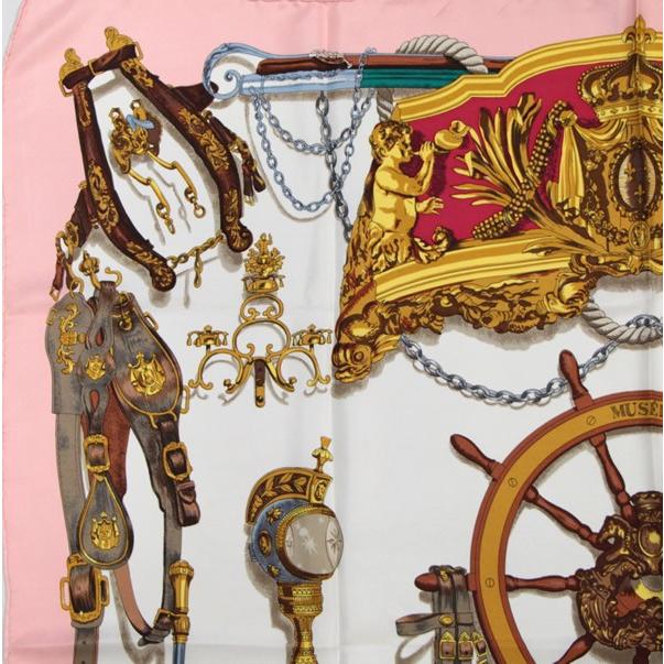 エルメス HERMES カレ90 大判スカーフ MUSEE 博物館 ライトピンク