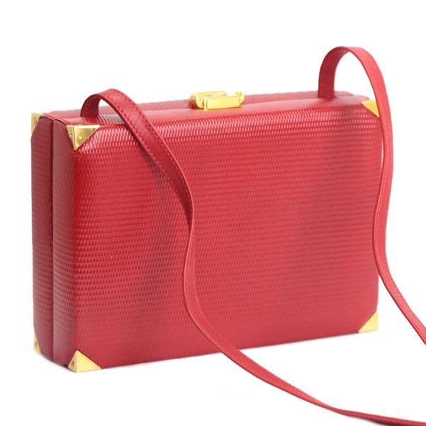 グッチ GUCCI オールドグッチ トランク ショルダーバッグ レザー 赤