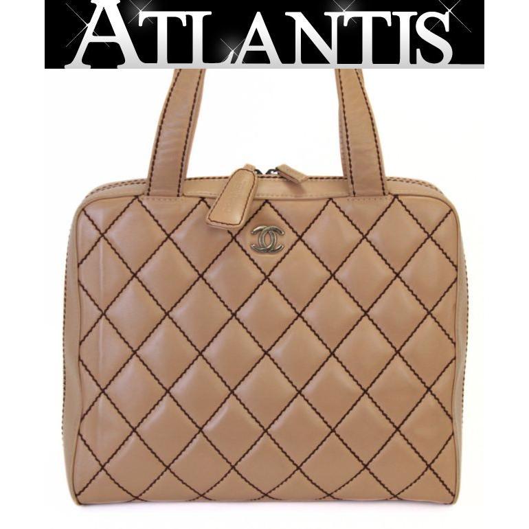 CHANEL シャネル ワイルドステッチ ハンドバッグ ベージュ シャネル CHANEL ワイルドステッチ ハンドバッグ レザー ベージュ 6