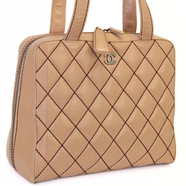 シャネル CHANEL ワイルドステッチ ハンドバッグ レザー ベージュ 6