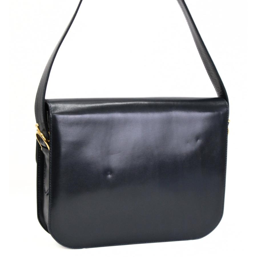 セリーヌ CELINE 馬車金具 ショルダーバッグ ヴィンテージ ネイビー