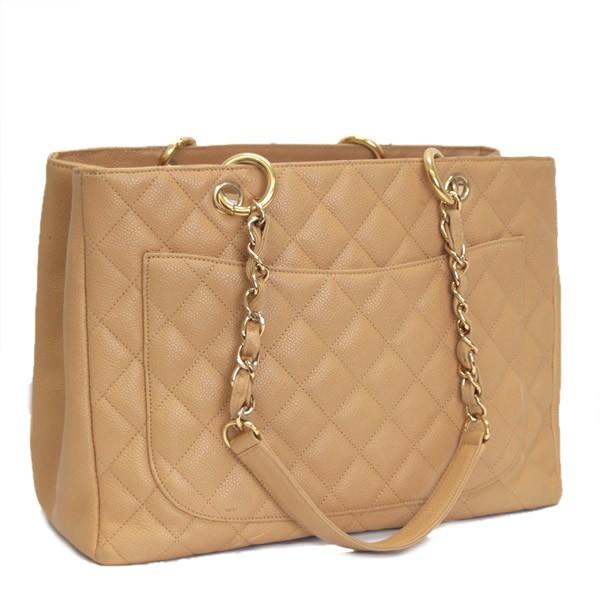 シャネル CHANEL GST チェーントートバッグ キャビア ベージュ G金具 