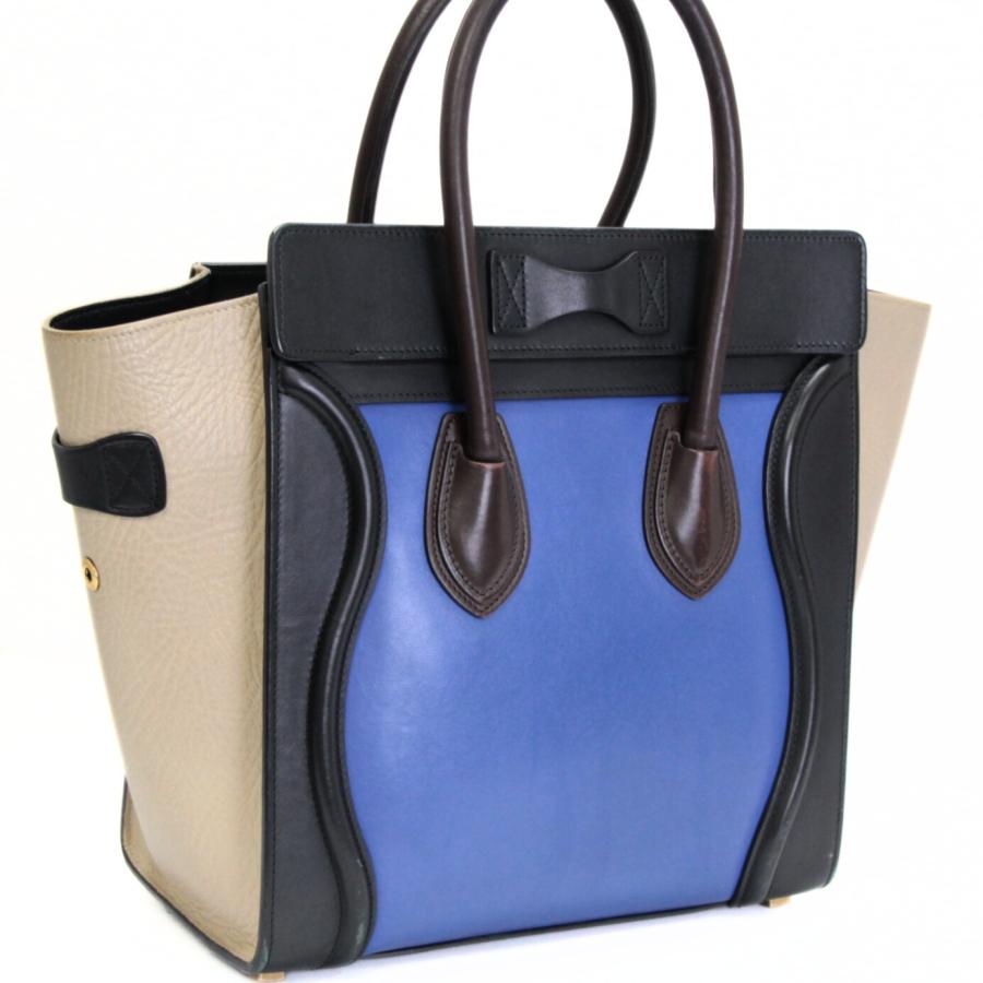 セリーヌ CELINE ラゲージ マイクロショッパー レザー 青 黒 グレー 茶