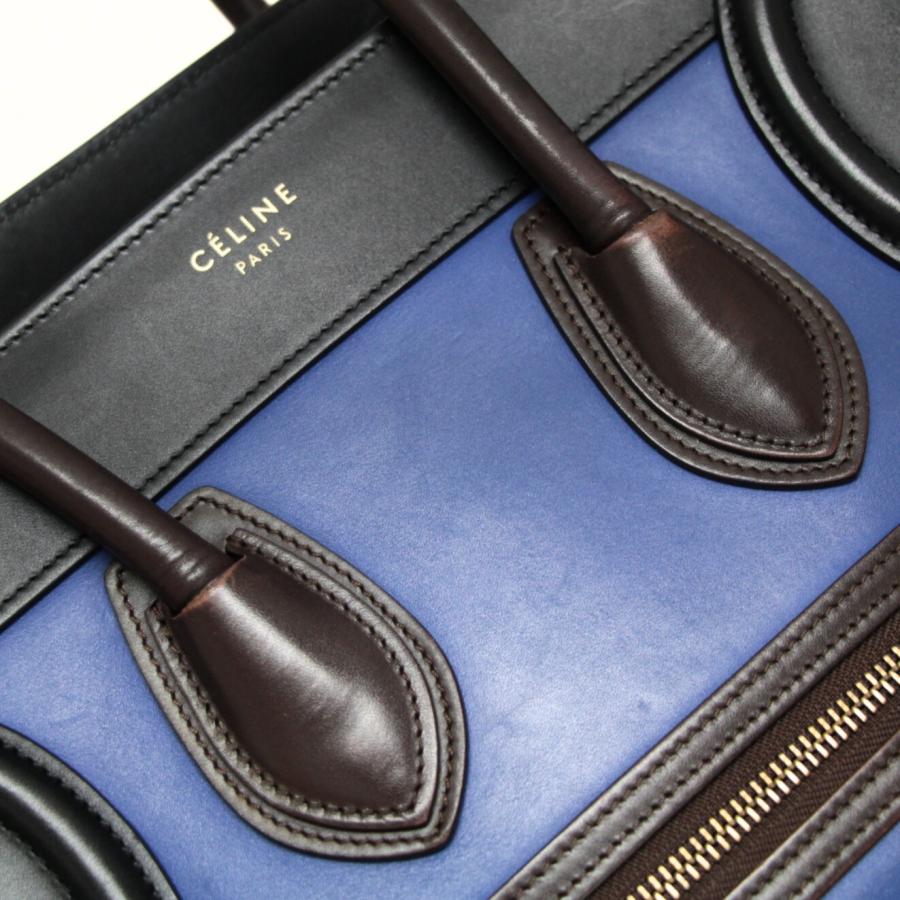 セリーヌ CELINE ラゲージ マイクロショッパー レザー 青 黒 グレー 茶