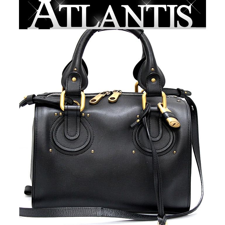 美品 クロエ Chloe パディントン オーロラ 2WAYバッグ レザー 黒