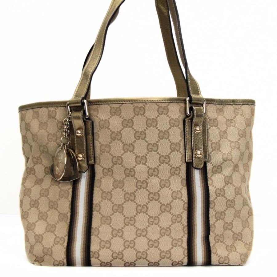 グッチ GUCCI GG柄 トートバッグ チャーム付き キャンバス×レザー 