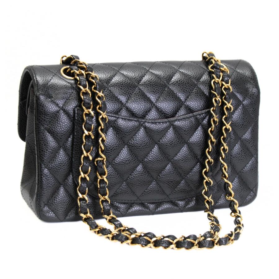 シャネル CHANEL マトラッセ23 ダブルフラップ チェーンショルダーバッグ キャビア 黒 G金具 シリアルプレート 【72424】 シャネル CHANEL マトラッセ23 ダブルフラップ チェーンショルダー