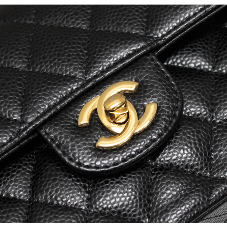 シャネル CHANEL マトラッセ23 ダブルフラップ チェーンショルダーバッグ キャビア 黒 G金具 シリアルプレート 【72424】 シャネル CHANEL マトラッセ23 ダブルフラップ チェーンショルダー