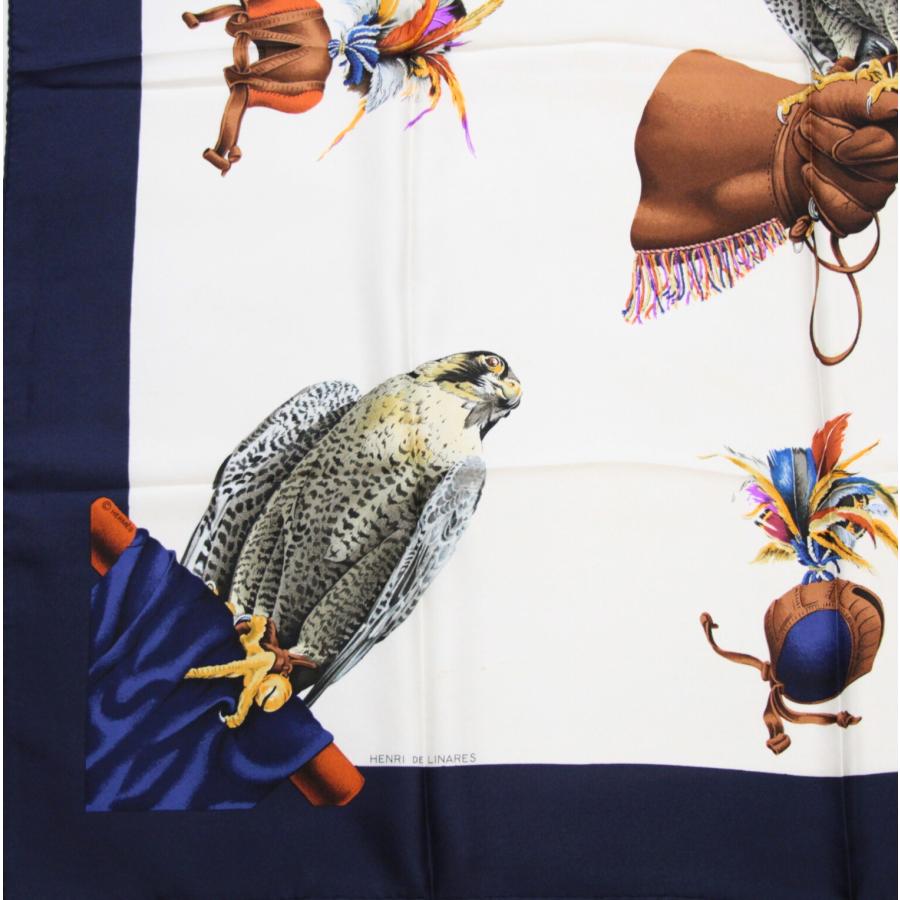 エルメス HERMES カレ90 大判スカーフ chasse a vol 鷹狩り シルク100