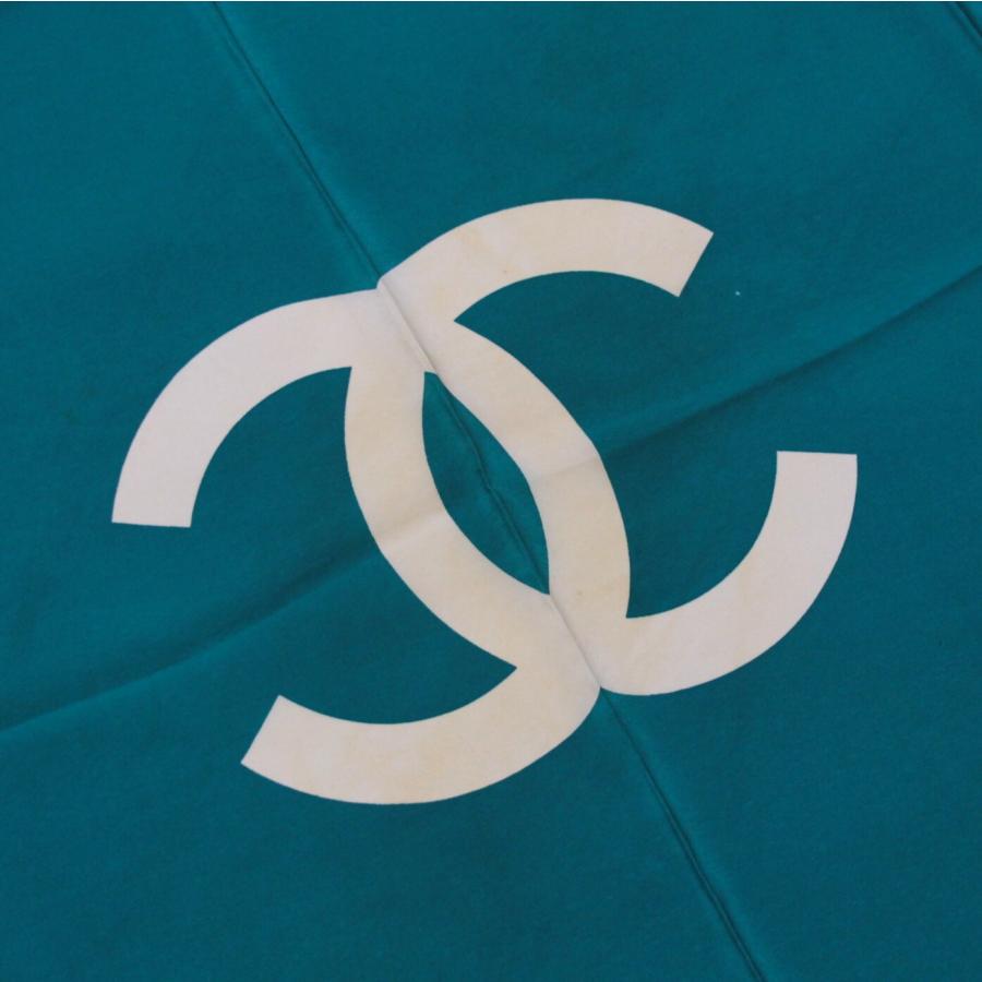 ビンテージCHANEL ココマーク 大判スカーフ グリーン シャネル CHANEL ヴィンテージ 大判スカーフ ココマーク チェーン柄