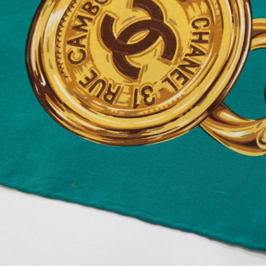 シャネル CHANEL ヴィンテージ 大判スカーフ ココマーク チェーン柄