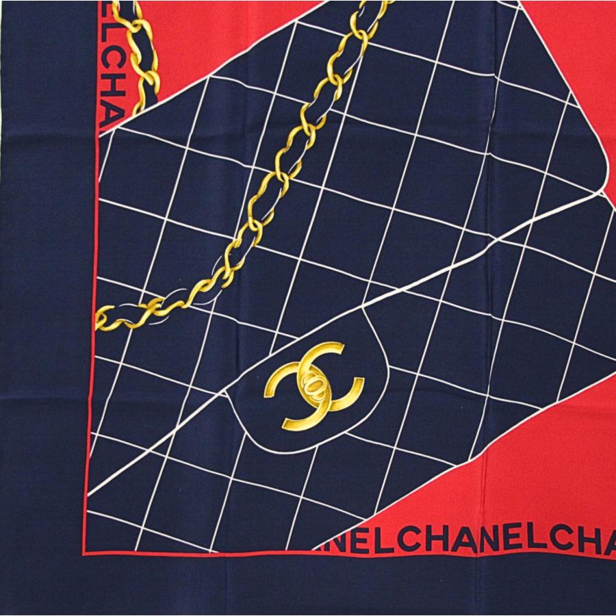 CHANEL／ 新品未使用／マトラッセチェーンバックモチーフ／大判シルクスカーフ シャネル マトラッセ チェーンバッグ モチーフ シルク 100％ 大判