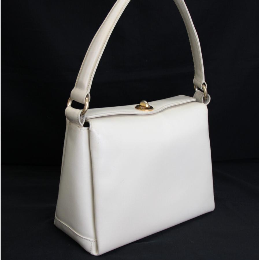 GUCCI グッチ ヴィテージ ターンロック ハンドバッグ レザー 白  