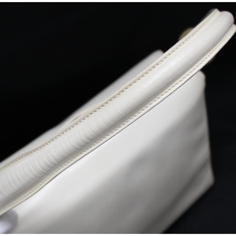 GUCCI グッチ ヴィテージ ターンロック ハンドバッグ レザー 白  