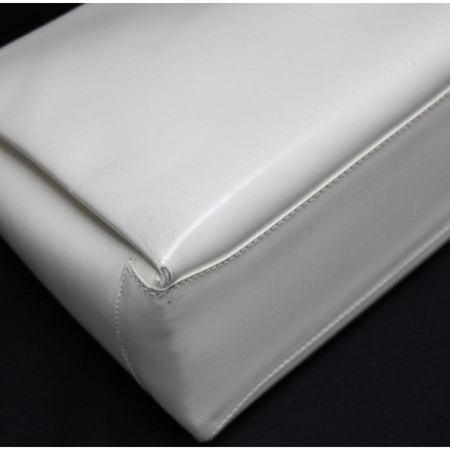 GUCCI グッチ ヴィテージ ターンロック ハンドバッグ レザー 白  