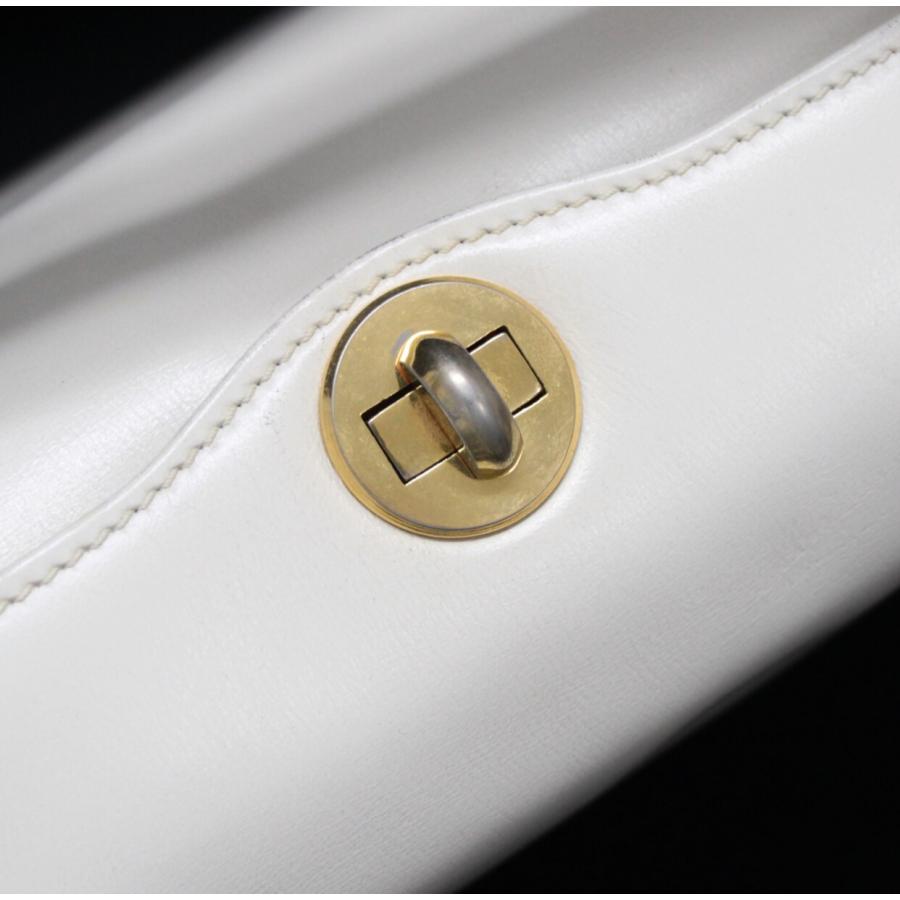 GUCCI グッチ ヴィテージ ターンロック ハンドバッグ レザー 白  