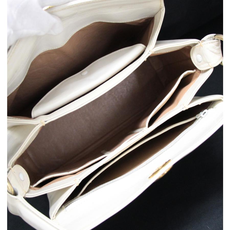 GUCCI グッチ ヴィテージ ターンロック ハンドバッグ レザー 白  