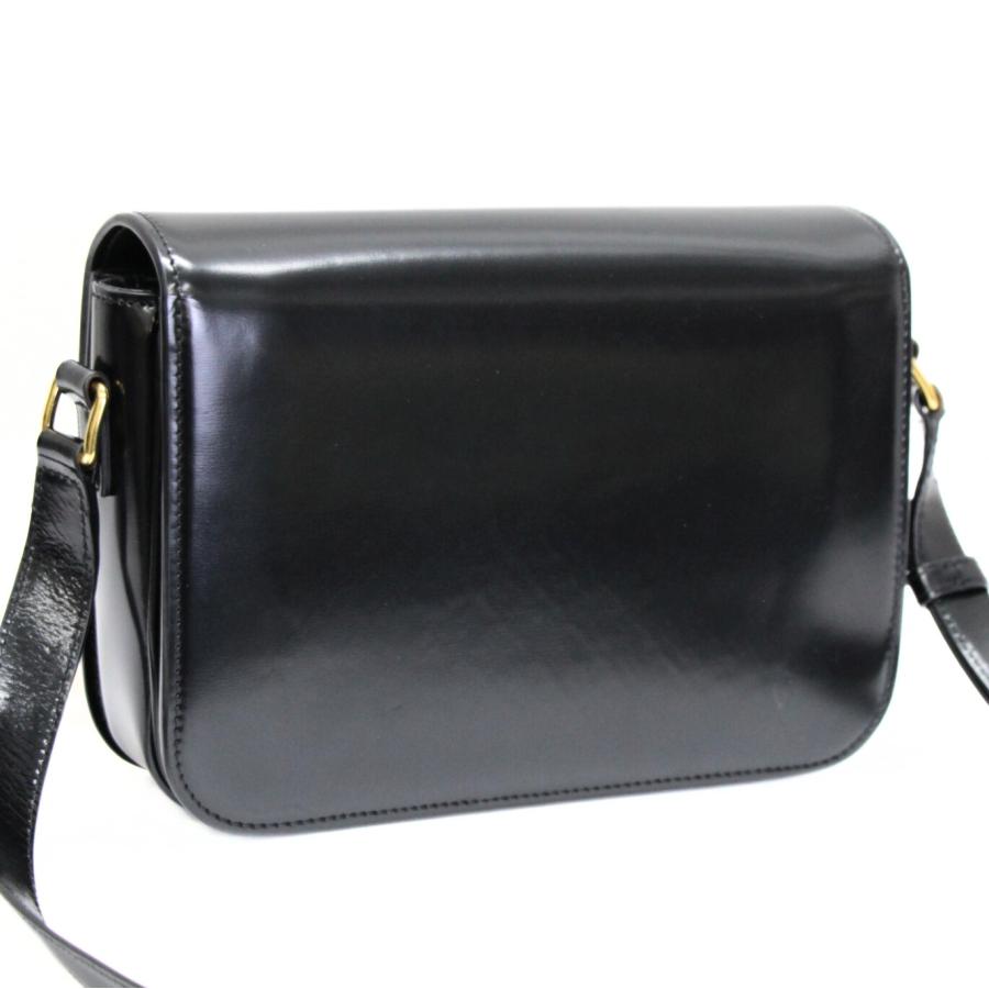 セリーヌ CELINE クラシック トリオンフ ショルダーバッグ レザー 黒 G