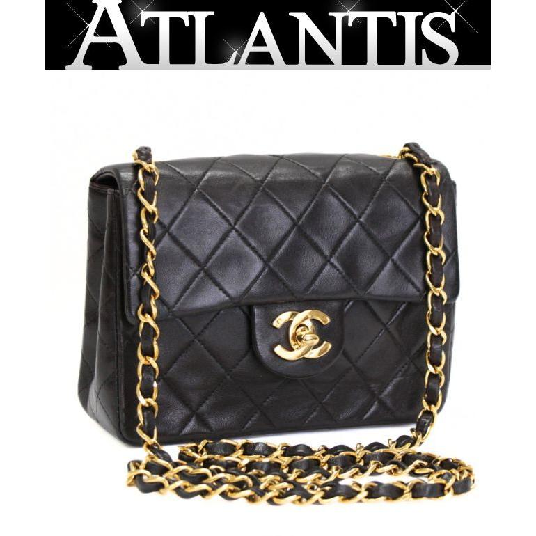 シャネル CHANEL ミニマトラッセ17 チェーンショルダーバッグ ラム 黒