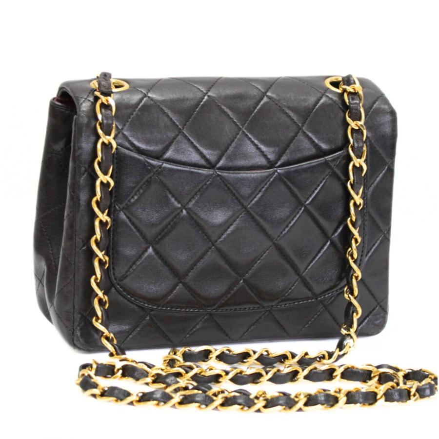 シャネル CHANEL ミニマトラッセ17 チェーンショルダーバッグ ラム 黒