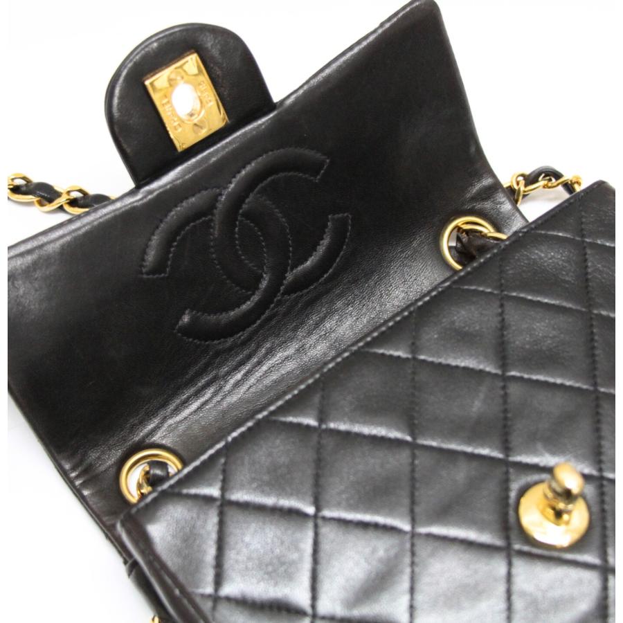 シャネル CHANEL ミニマトラッセ17 チェーンショルダーバッグ ラム 黒