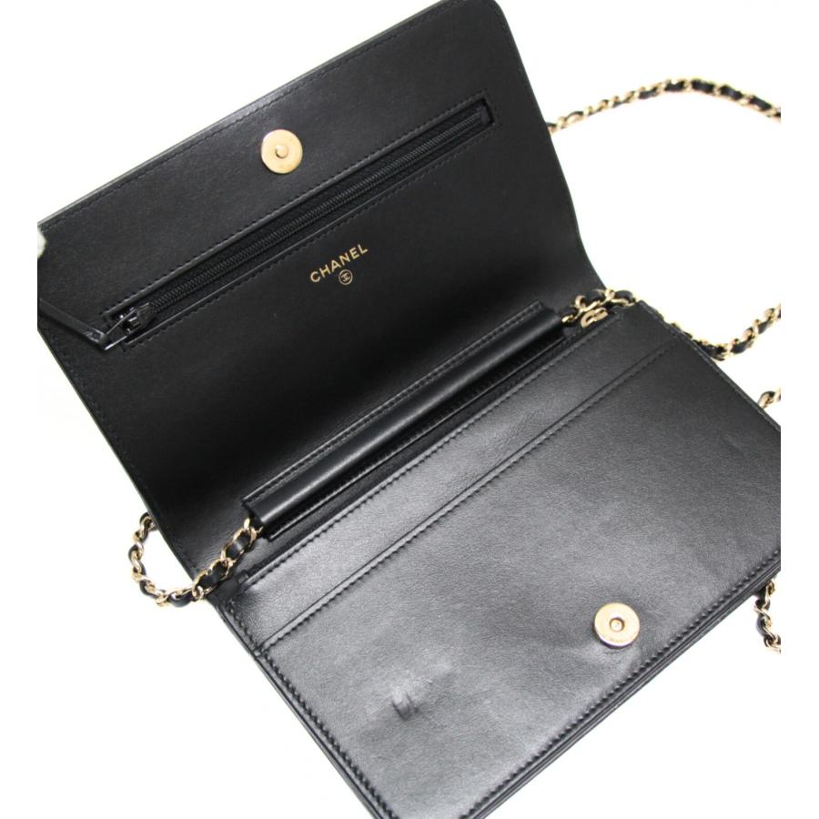 シャネル CHANEL マドモアゼル マトラッセ チェーンウォレット ラム 黒