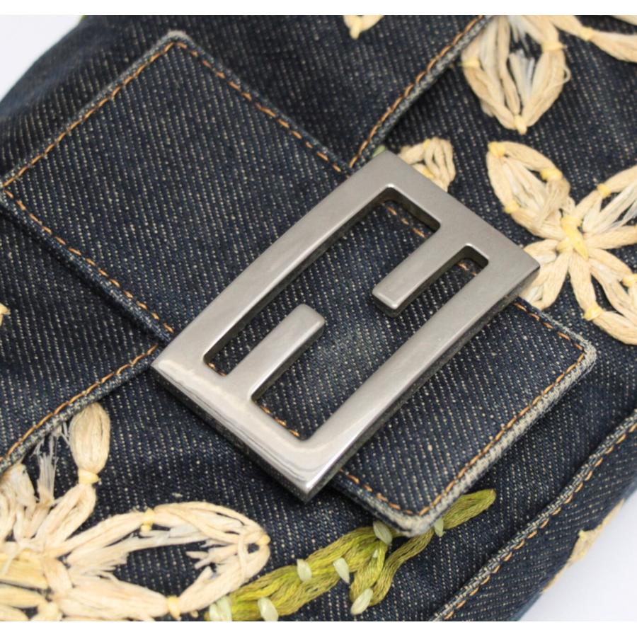 FENDI マンマバケット フェンディ FENDI マンマバケット ショルダーバッグ フラワー デニム